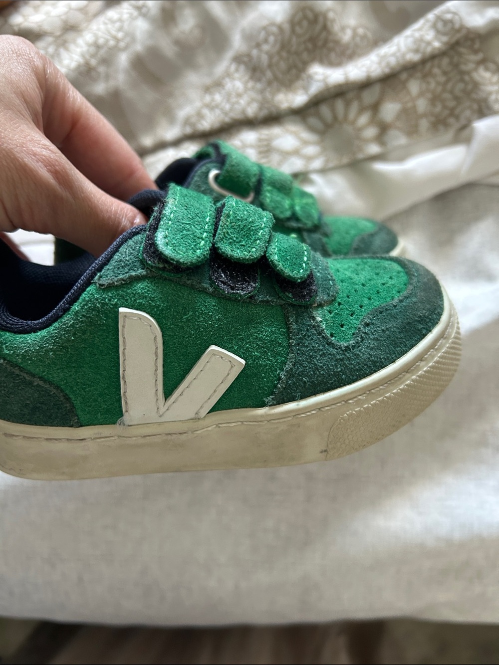 Veja Green Kids Suede Velcro Sneakers size 22